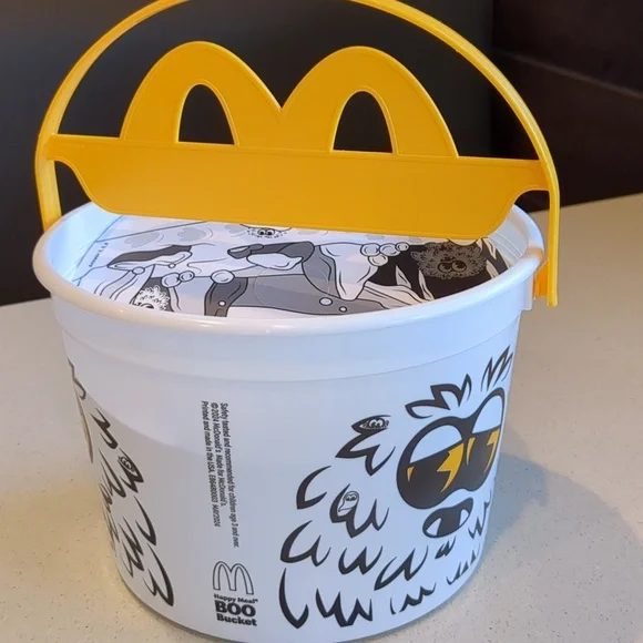 McDonald's Halloween white boo Bucket w/ stickers New - Picture 2 of 4